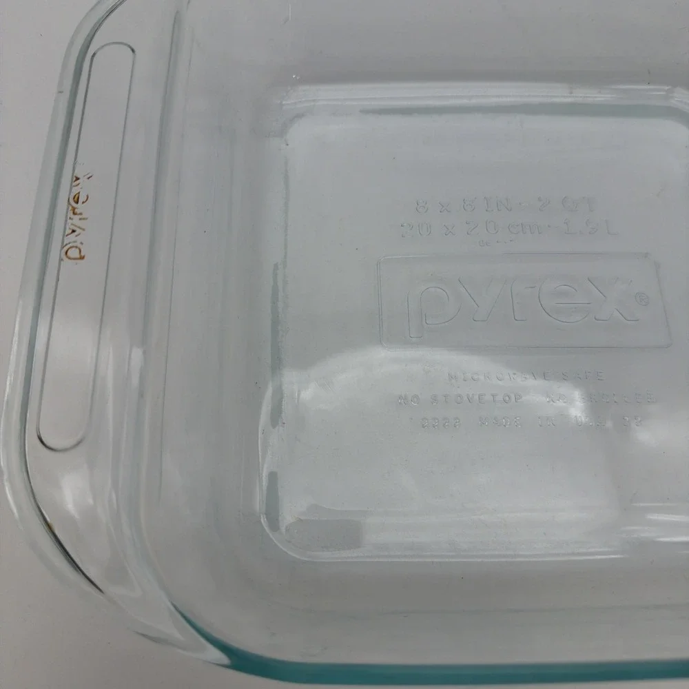 Pyrex Clear Glass 2222 (4) 8 X 8 Inch 2 Quart Baking Dish
